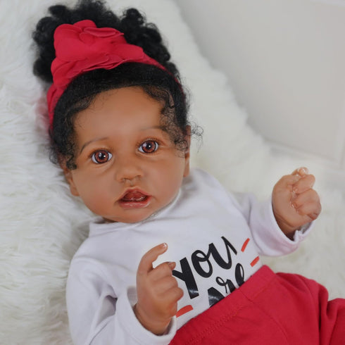 Black Reborn Baby Doll Girl, 20 inch African American Soft Body Doll, Best Gift for Kids Age 3+