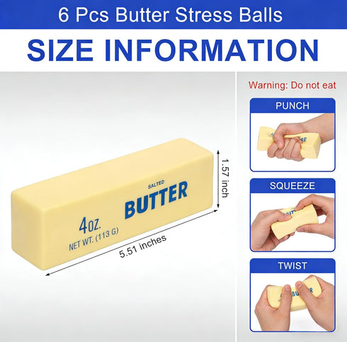 6Pcs Slow Rising Butter Squishy Fidget Toys Adults, Slow Rebound Stress Balls Stress Relief & Fidget Toys for ADHD