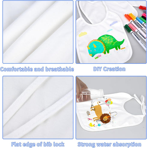 44-Piece DIY Bib Decorating Kit - 24 Bibs, 6 Stencils, 14 Markers for Baby Showers