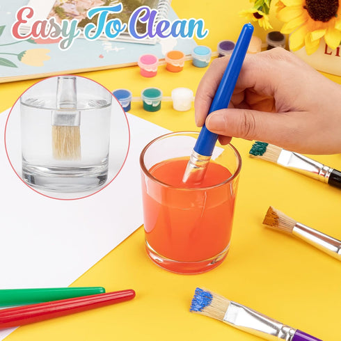 Paint Brushes for Kids, 10 Pcs Big Washable Chubby Toddler Paint Brushes, Easy to Clean & Grip for Acrylic Paint