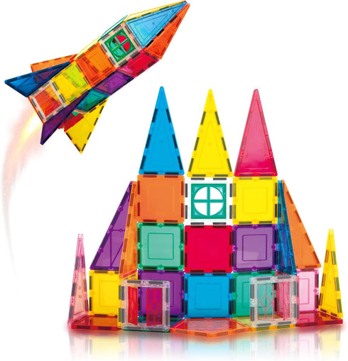 Magnetic Tile Rocket Set 36 Piece Construction Toy, PicassoTiles Magnet Building Block Engineering STEM Learning