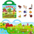 Reusable Sticker Books for Kids, Travel Removable Toddler Farm Sticker Books for 3-5 Year Old Birthday Gifts