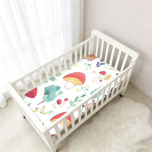 Bseiialft 52 28 Mushrooms Hedgehogs Crib Sheets for Boys Girls Soft and Breathable Cotton Baby Sheets for Standard Crib