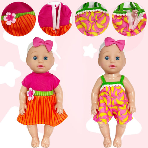 8 Sets 10-12 Inch Baby Doll Clothes,Baby Alive Clothes Dress Outfits Accessories for Girl Dolls,Christmas Birthday New