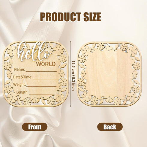 NQEUEPN Wooden Baby Announcement Sign, Hello World Newborn Sign Newborn Sign Board Newborn Announcement Sign Baby Birth