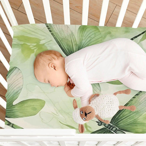 Wassud 28 52 Green Dragonflies Fitted Crib Sheet for Boys Girls, Soft and Breathable Neutral Baby Crib Mattress