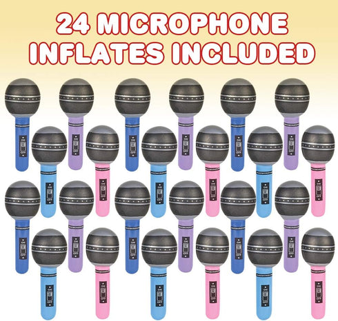 ArtCreativity Inflatable Microphones, 24 Pieces, 11 Inches Durable Blow Up Microphone for Party Props and Fun
