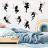 Black Fairy Girls Room Wall Decal, Cute Fairy with Large Wings Silhouette Stickers for Baby Nursery Kids Bedroom Decor