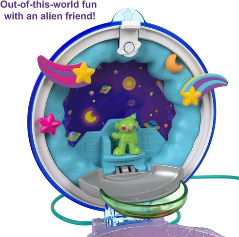 Polly Pocket Dolls and Accessories, Compact with 2 Micro Dolls, 15 Toy Pieces, and 1 Fashion Piece for Double Play Space