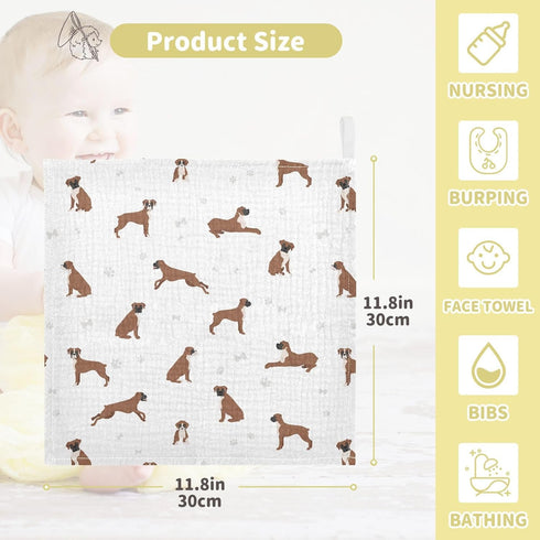 11.8 11.8 inch, sizex3 vvfelixl Baby Cotton Washcloths Boxer Dog Infants Bath Towel for Unisex Puppy Face Towels