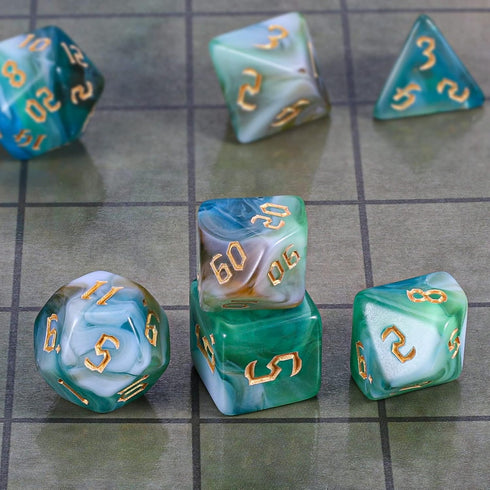 Set CiaraQ DND Polyhedral Dice with Dice Bag for Dungeons and Dragons RPG MTG Role Playing Table Games (Green Mixed