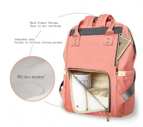 NLD Backpack Diaper Bag Multi-Function Waterproof Travel for Baby Care, Large Capacity (Black)