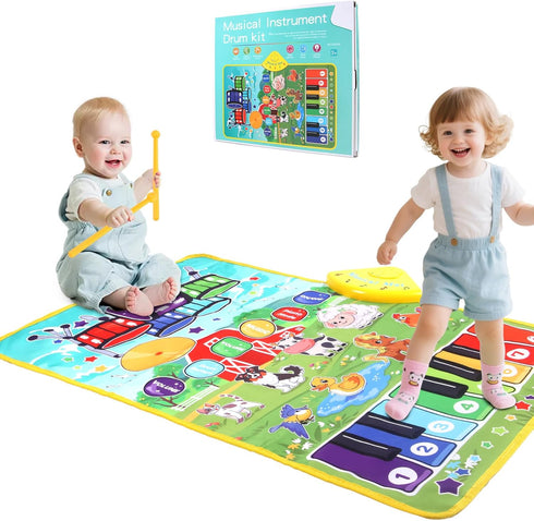 Zitranse 3-in-1 Musical Mats,Kids Floor Piano Drum Animal Music PlayMat,Montessori Sensory Early Educational