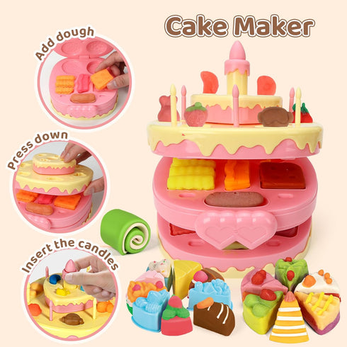 70 4 1 Sets 3-4-8, Playset Aprilwolf PCS in Dough for Kids Ages Art Crafts Dough Tools Kit, Ice Cream Noodle Hamburger