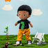 OUOZZZ 15" Soft Baby Doll for Boys Girls - First Baby Doll African American Rag Doll Sleeping Cuddle Buddy Doll Dinosaur Plush Toy for Kids