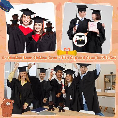 8" 12" Inch Graduation Bear Clothes Graduation Cap and Gown Outfit Fits Most - Plush Bear Make Your Own Plush Stuffed