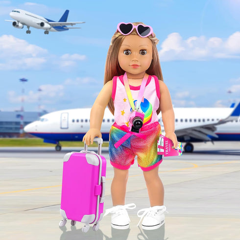 24 18 Inch Set 18 Inch ZITA ELEMENT Pcs Girl Doll Accessories Suitcase Luggage Travel Including Doll Clothes Luggage