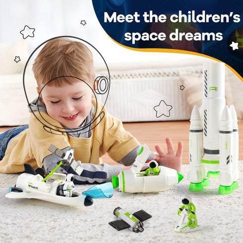 TOY Life Space Toy Rocket Toys for Kids, Space Shuttle with Astronaut and Planet Toy for Ages 3+