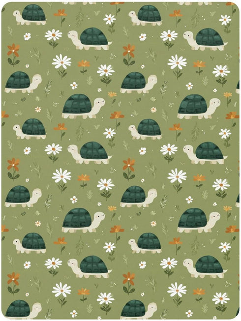 miaozhen 1 Pack 52x28 Cotton Baby Crib Sheets for Boys Girls Soft Cute Cartoon Seasons Turtles Muslin Crib Sheets