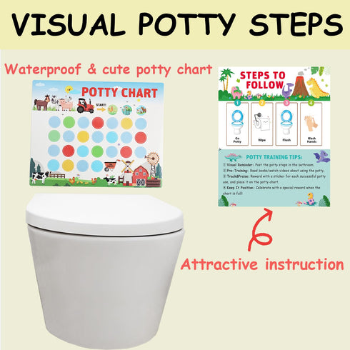 HelloKids 10 280 Potty Training Chart, Farm Animals Stickers Rewards for Toddlers Kids Toilet Training Success Pages