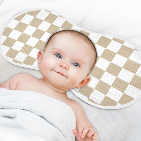 J JOYSAY 22''x11'' 4 sizex4 Checkered Plaid Dark Beige Baby Burp Cloths for Boys Girls Large Cotton Layer Baby Must