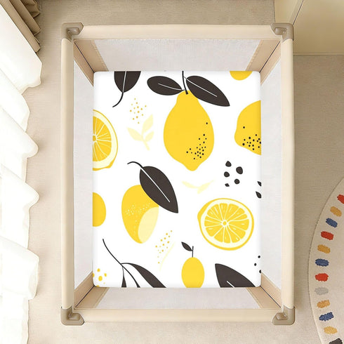 Bseiialft 52 28 Yellow Lemons Leaves Crib Sheets for Boys Girls Soft and Breathable Cotton Baby Sheets for Standard