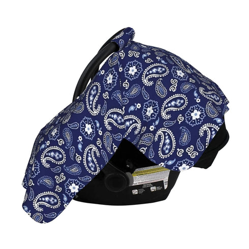 Hcpwzrf Deep Sea Navy Paisley Baby Car Seat Cover & Nursing Cover - Breathable Stretch Multi-Use Cover