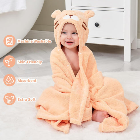 FUBANRAY 4-Pack 0-5 50'' 32'' Toddler Bath Towel Hooded Baby Towels for Boy Girl Years, Soft Absorbent Toddler Towels