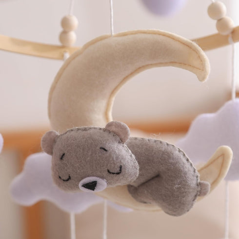 GOODMOM Felt Bear & Moon Crib Mobile Visual Stimulation & Motor Skill Development Toy for Infants, Gentle Rotation