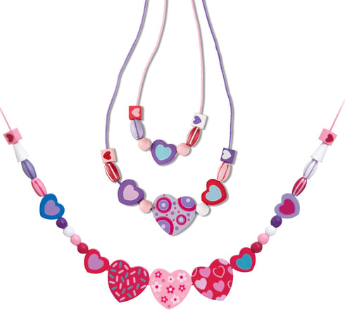 Melissa & Doug Created by Me! Heart Beads Wooden Bead Kit, 120+ Beads and 5 Cords