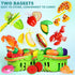 100 2 2 3 4 5 PCS Cutting Play Food Toy for Kids Kitchen, Pretend Food Kitchen Toys Accessories with Baskets, Fake
