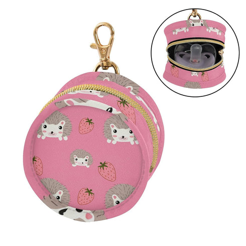 YETTASBIN Hedgehogs Portable Pacifier Holder Case with Metal Hook Buckle & Zipper for Diaper Bag and Stroller