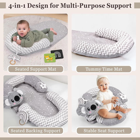 Foryoomi 4 1 Tummy 0-12 in Time Mat with Educational Cards, Play Mat & Sitting Support for Newborn Months, Infant Baby