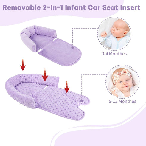 2 Infant Car Seat Insert, HNHUAMING Baby Car Seat Head & Body Support with Strap Pads, Ultra Soft Newborn Preemie