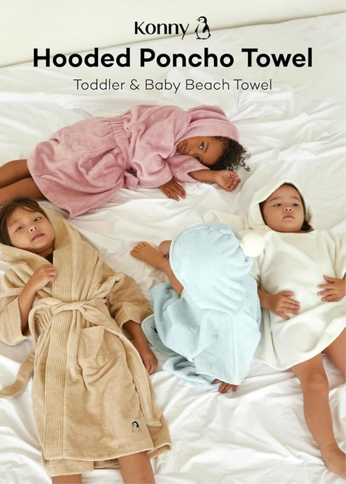 Konny Baby Hooded Towel Rayon from Bamboo Cotton Baby Bath Beach Towel Hooded Poncho, Oeko-TEX, Ultra Soft & Quick-Dry