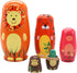 Stacking Wooden Handmade Matryoshka Dolls, 5 Piece Cute Cartoon Animal Pattern, Russian Nesting Dolls for Kids (Orange)