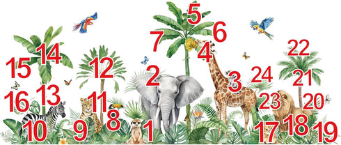 decalmile Large Safari Animals Tropical Tree Wall Decals Jungle Animals Giraffe Elephant Lion Wall Stickers Living Room