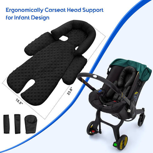 3 Set, 2-in-1 Newborn Car Seat Head Support with Shoulder Covers Reversible Infant Car Seat Insert, Thickened Car Seat