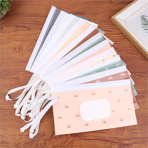 linenb 5pcs Strollers(Color7) Travel Wipes Case Portable EVA Tissue Box - Snap-Strap Wet Wipes Pouch