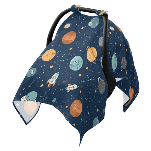 Mazeann Cute Planets Stars Car Seat Cover Baby Breathable Soft Infant Carseat Covers