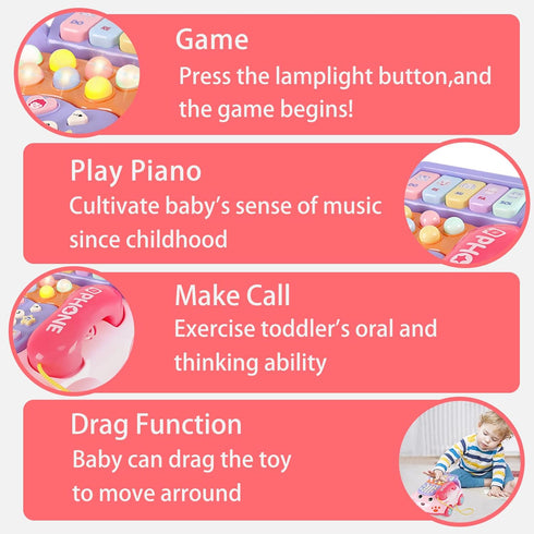 18M+ Baby Phone Toy,Baby Toy Phone Cartoon Baby Piano Music Light Toy Children Pretend Phone, Kids Cell Phone Girl