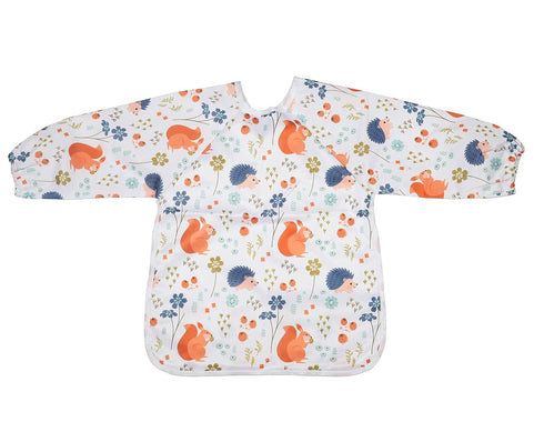 Baby Bib Long Sleeved Shirt with Pocket for Toddler (Squirrel Hedgehog), 1 to 3 Years Old