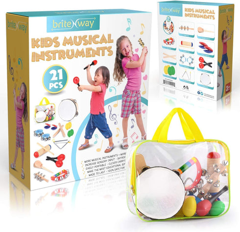 Set 21 Toddler Educational & Musical Percussion for Kids & Children Instruments Pcs with Tambourine, Maracas, Castanets