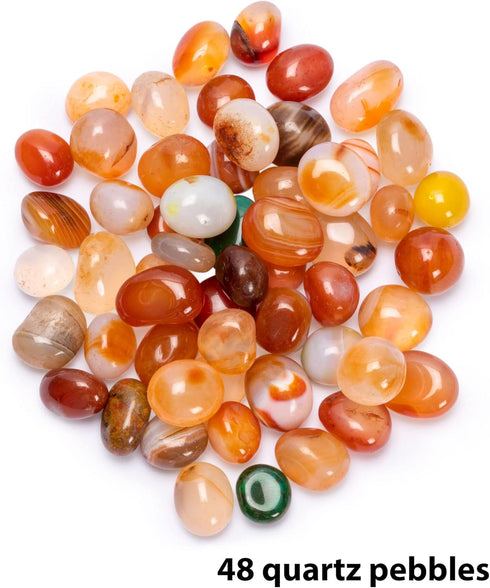 Set 17.3-Inch Yellow Mountain Imports Mancala with Solid Wood Board and Quartz Pebble Playing Pieces