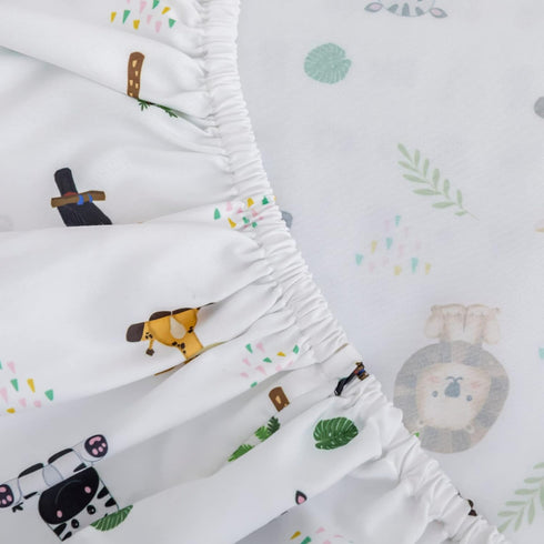 Set 3-Piece Set, Set Cokouchyi Safari Animal Crib Bedding for Baby Boys Girls, Baby Crib Bedding Standard Size Crib