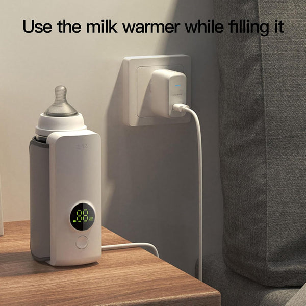 Hamwesh Portable Bottle Warmer, USB Charging Fast Heating Constant Temperature and Night Time Auto Heating Travel