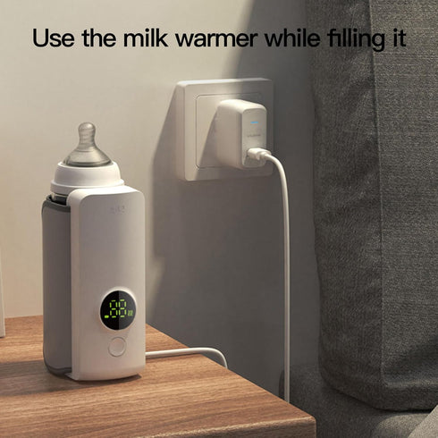 Depisuta Portable Bottle Warmer, USB Rechargeable Constant Temperature Universal Portable Milk Heater, Night Time Auto