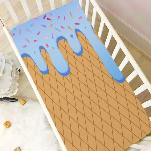 Pigsaly 27x39 Inch Crib Sheets Light Blue Gradient Ice Cream Drip Baby Sheet for Standard Crib Mattress Boys Girls