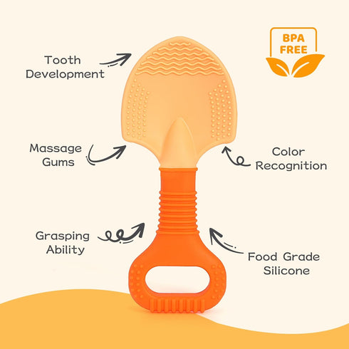 Gaiabliss 0-6 6-12 2 Pack Baby Teething Toys, Baby Garden Teether Toys Shovel & Rake Silicone Teethers for Babies