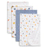 Delta Children 100% Cotton Flannel Baby Receiving Blankets for Girls and Boys, 30x30 Inches (Pack of 4), Space